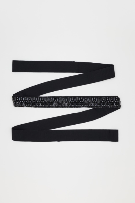 Jewelled grosgrain belt - Intrend