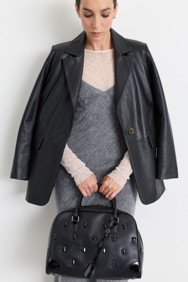 Borsa con ricami di cabochon - NERO - Intrend - 5