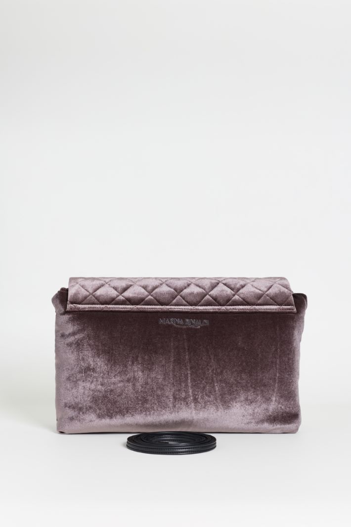 Quilted Velvet Clutch - BROWN - Intrend - 3