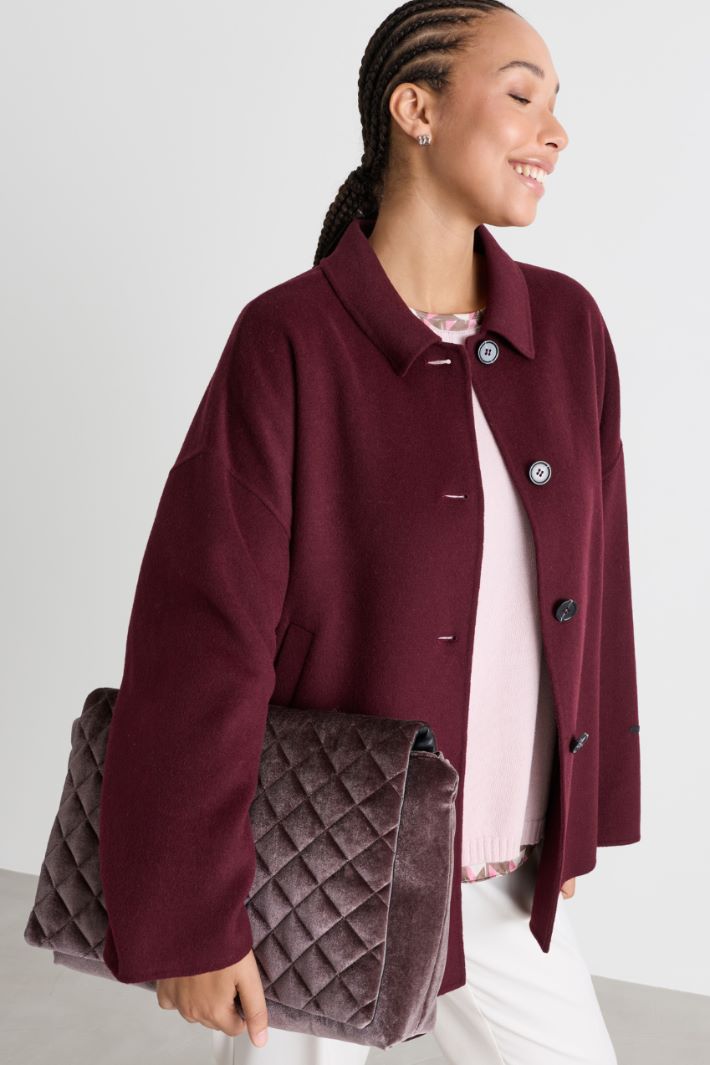 Quilted Velvet Clutch - BROWN - Intrend - 5