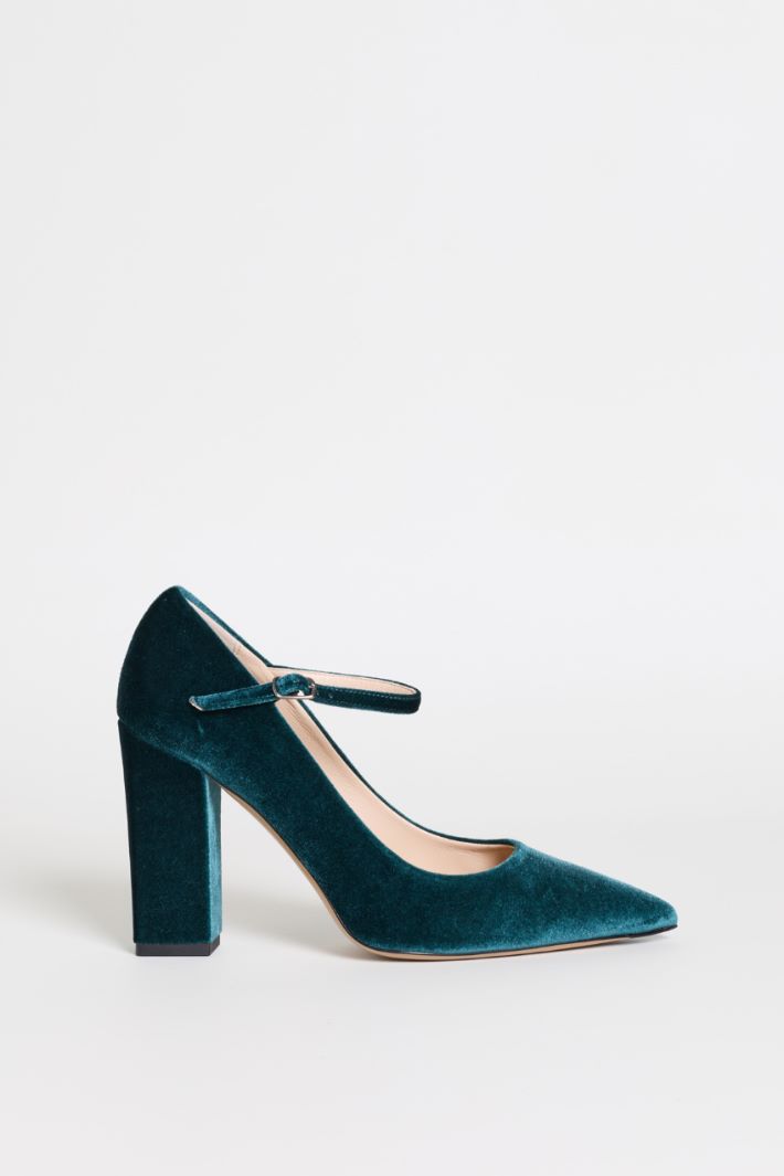 Zapatos de salón Mary Jane de terciopelo - VERDE - Intrend
