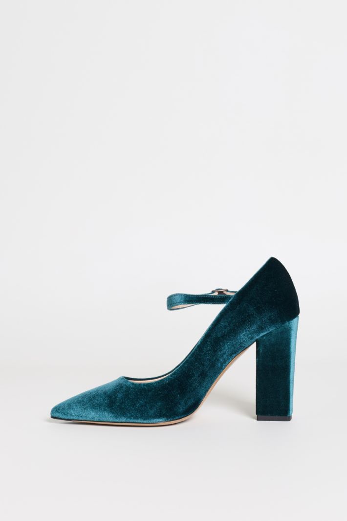 Zapatos de salón Mary Jane de terciopelo - VERDE - Intrend - 3