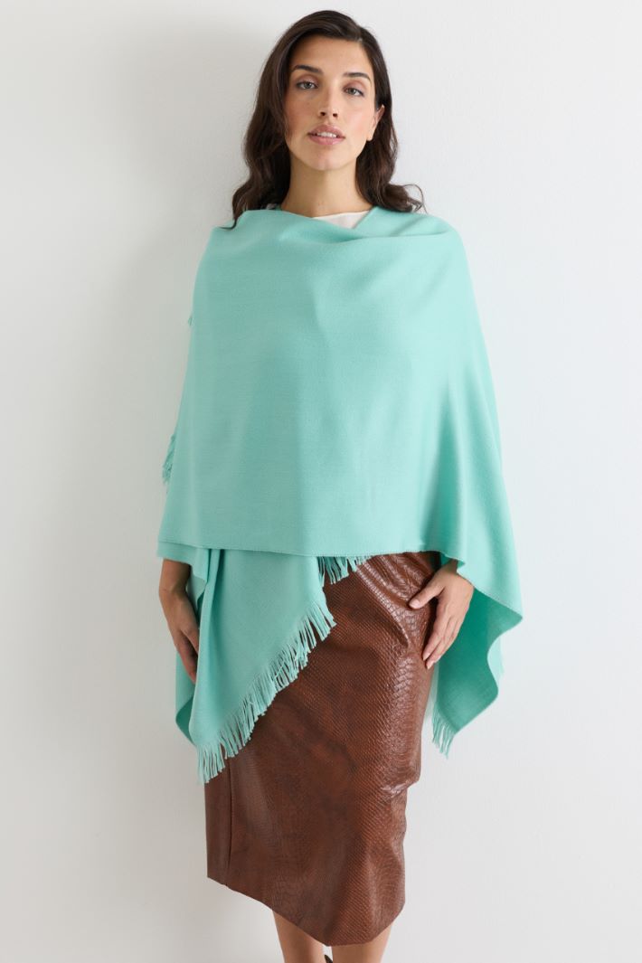Poncho in lana - AZZURRO - Intrend - 2