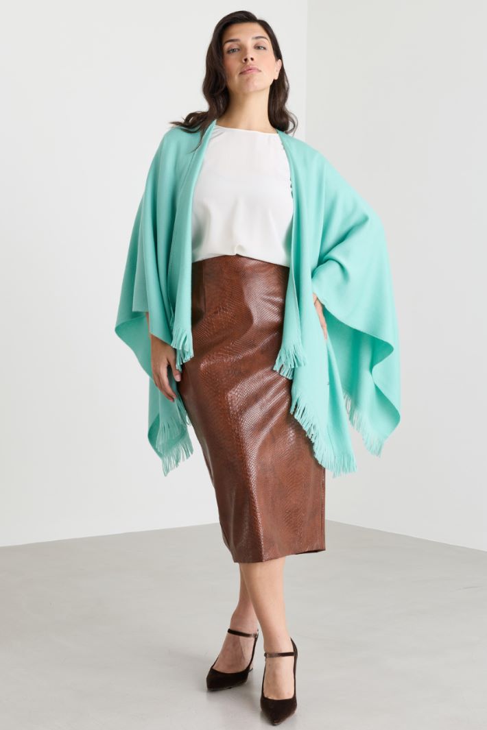 Poncho in lana - AZZURRO - Intrend