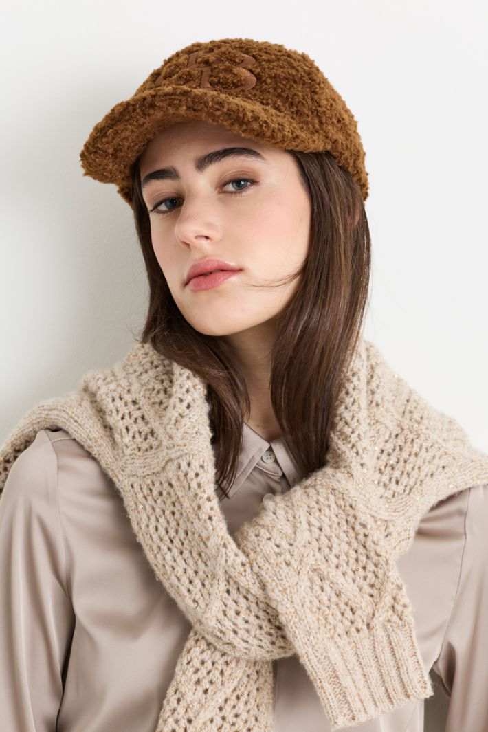 Bouclé Jersey Cap - BROWN - Intrend