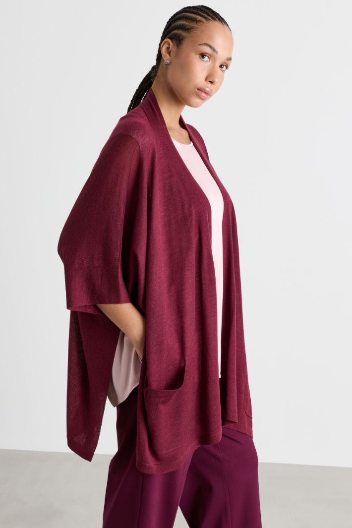 Poncho con tasche - BORDEAUX - Intrend