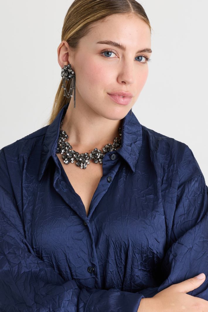 Conjunto de collar y pendientes con pedrería - PLATA - Intrend - 4
