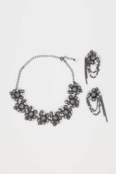 Conjunto de collar y pendientes con pedrería - Intrend