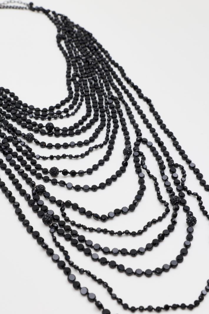 Jet and Rhinestone Necklace - BLACK - Intrend - 2