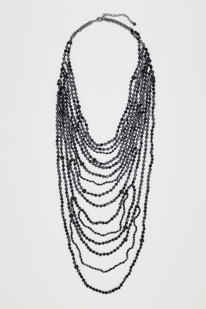 Jet and Rhinestone Necklace - BLACK - Intrend