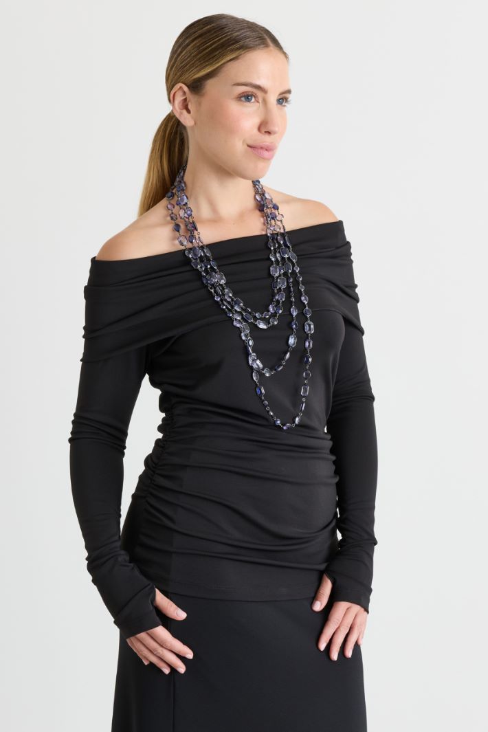Crystal-embellished necklace - BLUE - Intrend - 3