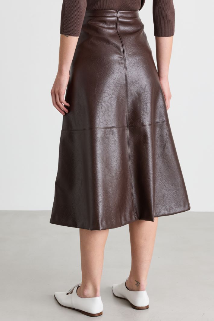 Coated jersey skirt - BROWN - Intrend - 4