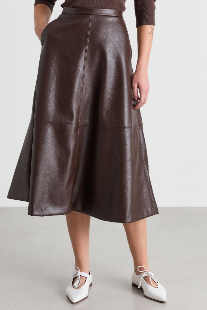 Coated jersey skirt - BROWN - Intrend - 2