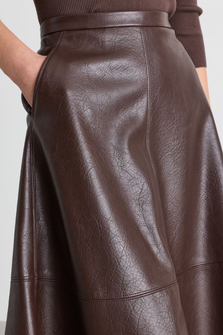 Coated jersey skirt - BROWN - Intrend - 3