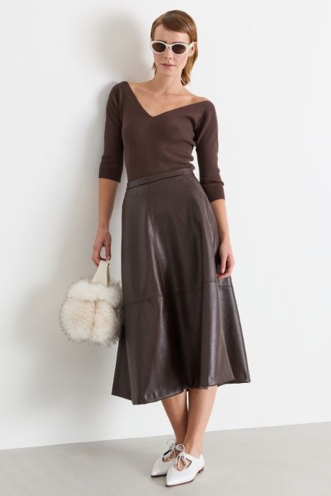 Coated jersey skirt - Intrend