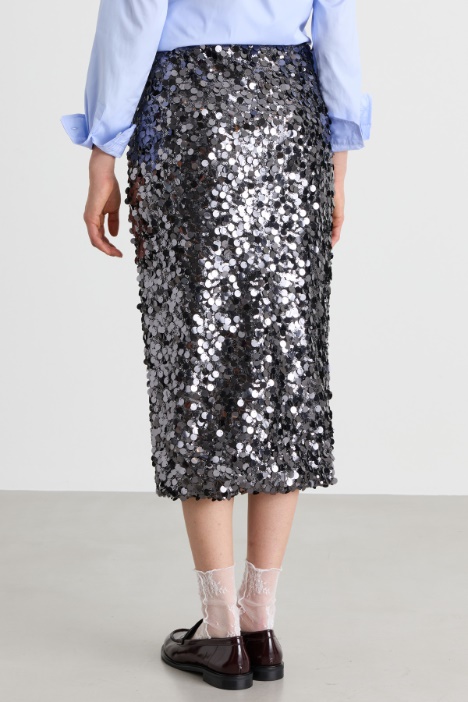 Gonna in jersey tulle con paillettes