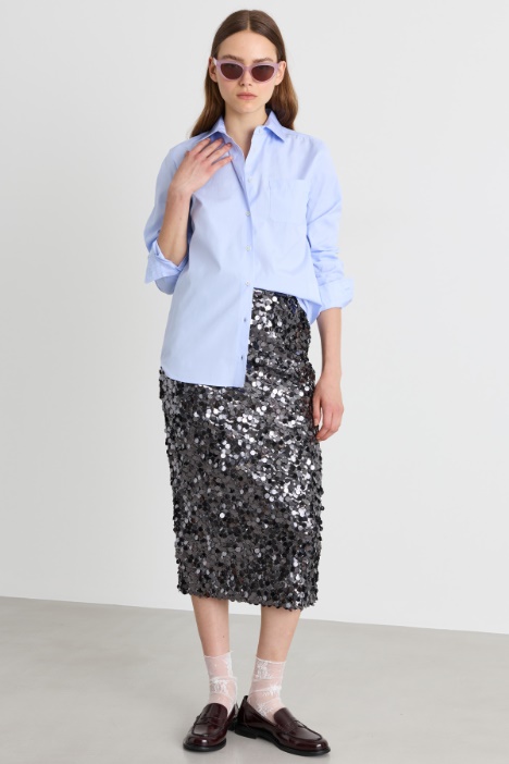 Sequinned Tulle Jersey Skirt - Intrend