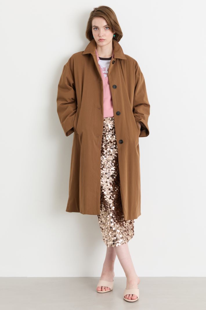 Sequinned Tulle Jersey Skirt - COPPER - Intrend
