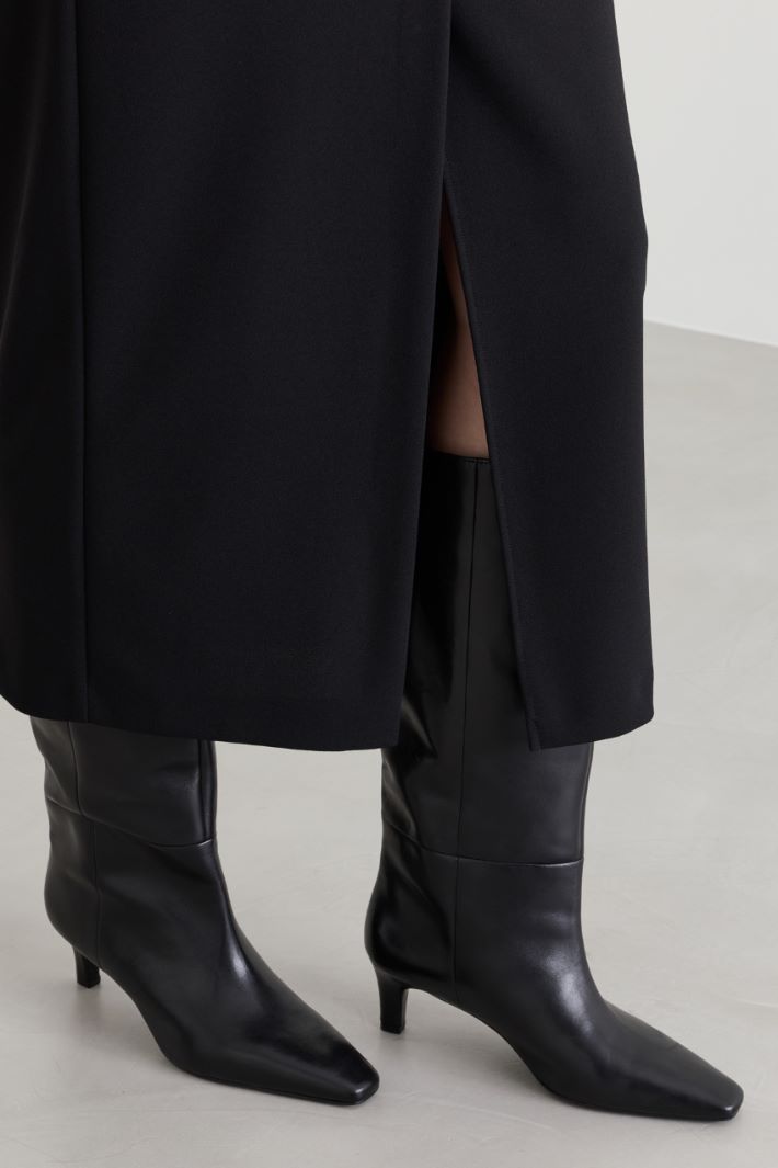 Front-slit pencil skirt - BLACK - Intrend - 4