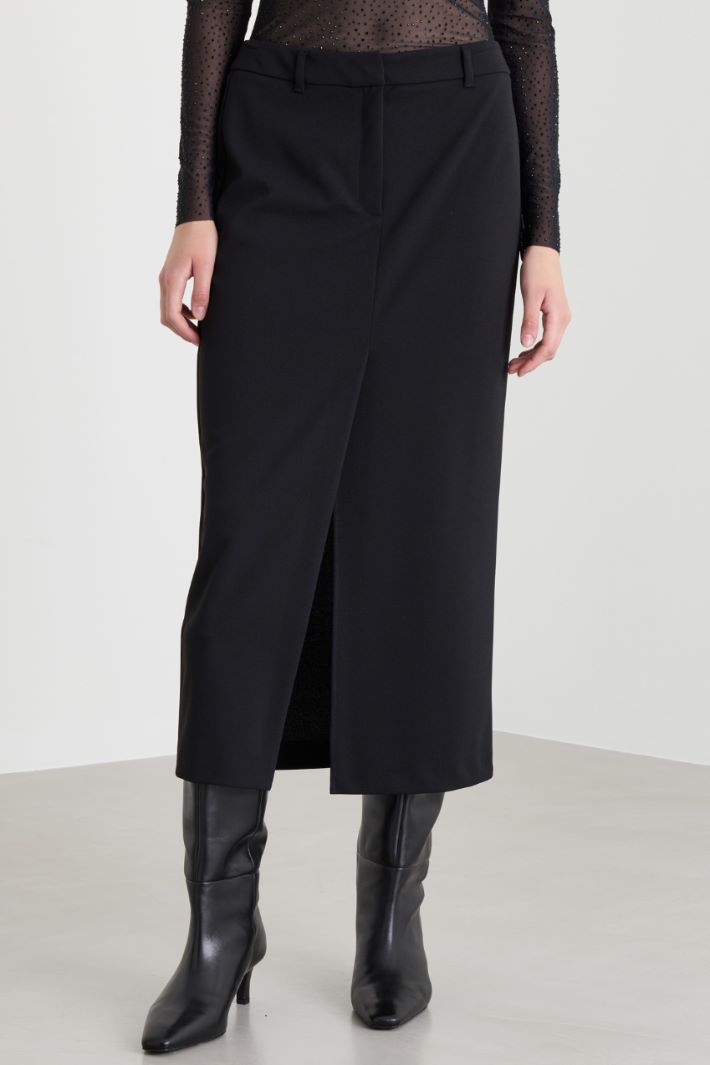Front-slit pencil skirt - BLACK - Intrend - 2