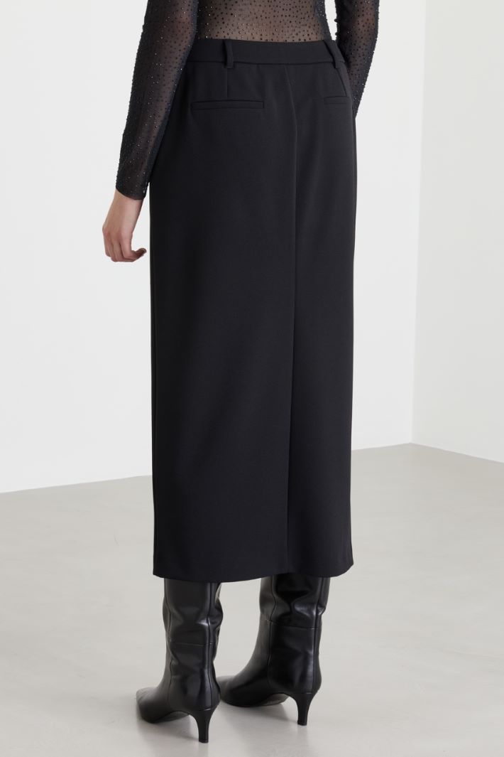 Front-slit pencil skirt - BLACK - Intrend - 3