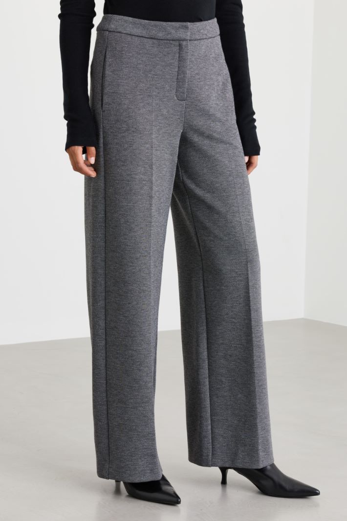 Pantalone in jersey jacquard stretch - GRIGIO - Intrend - 2