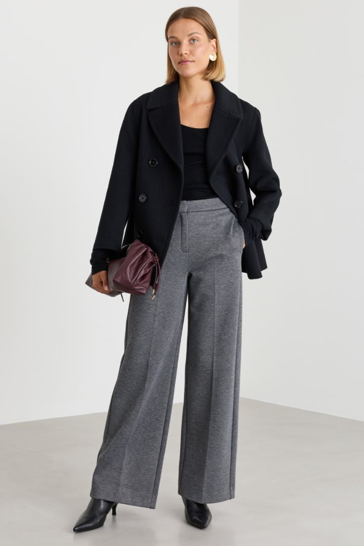 Pantalone in jersey jacquard stretch - GRIGIO - Intrend