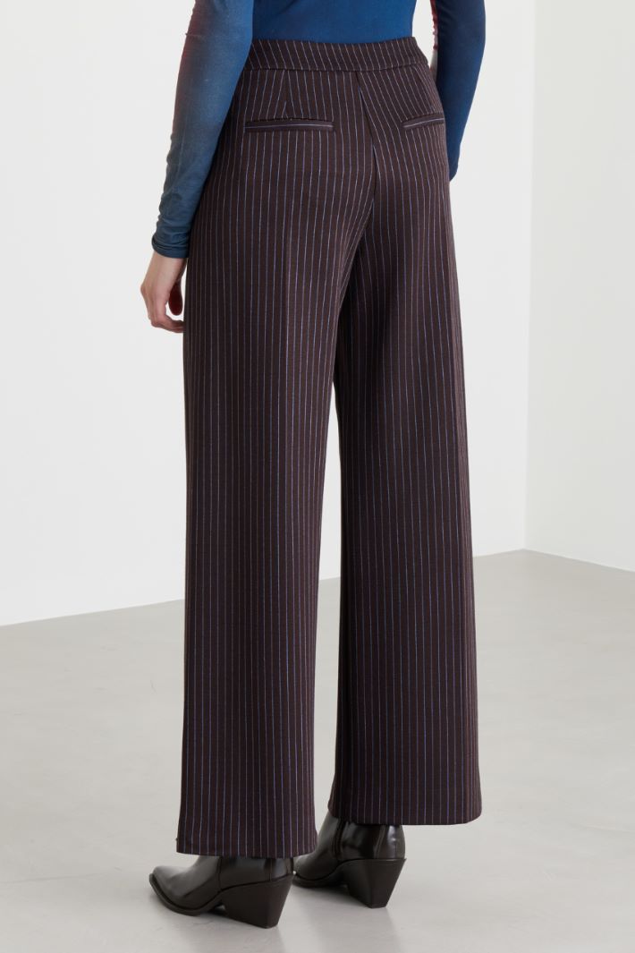 Stretch jacquard jersey trousers - BROWN BLUE - Intrend - 4