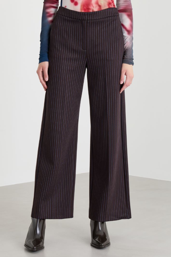 Stretch jacquard jersey trousers - BROWN BLUE - Intrend - 2