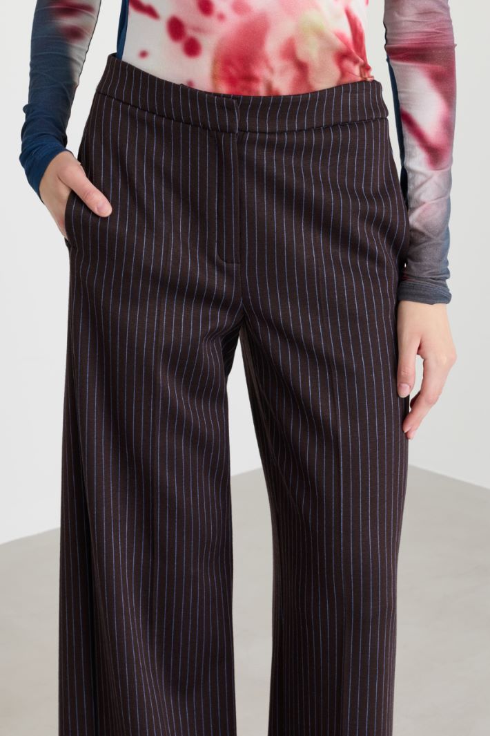 Stretch jacquard jersey trousers - BROWN BLUE - Intrend - 3