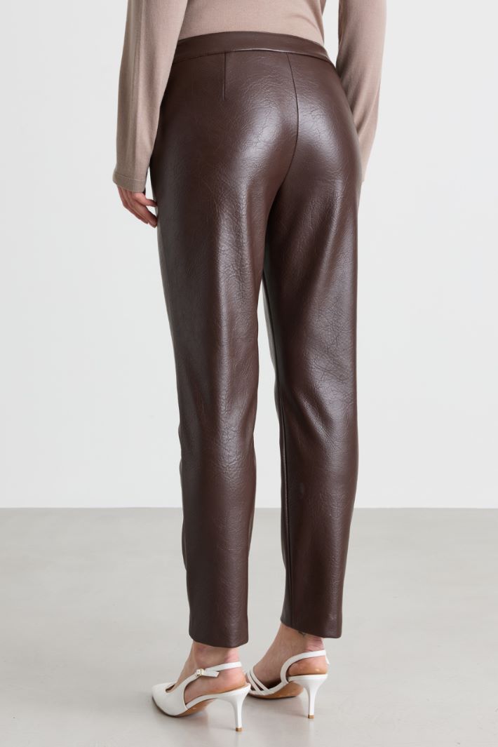 Coated jersey trousers - BROWN - Intrend - 4