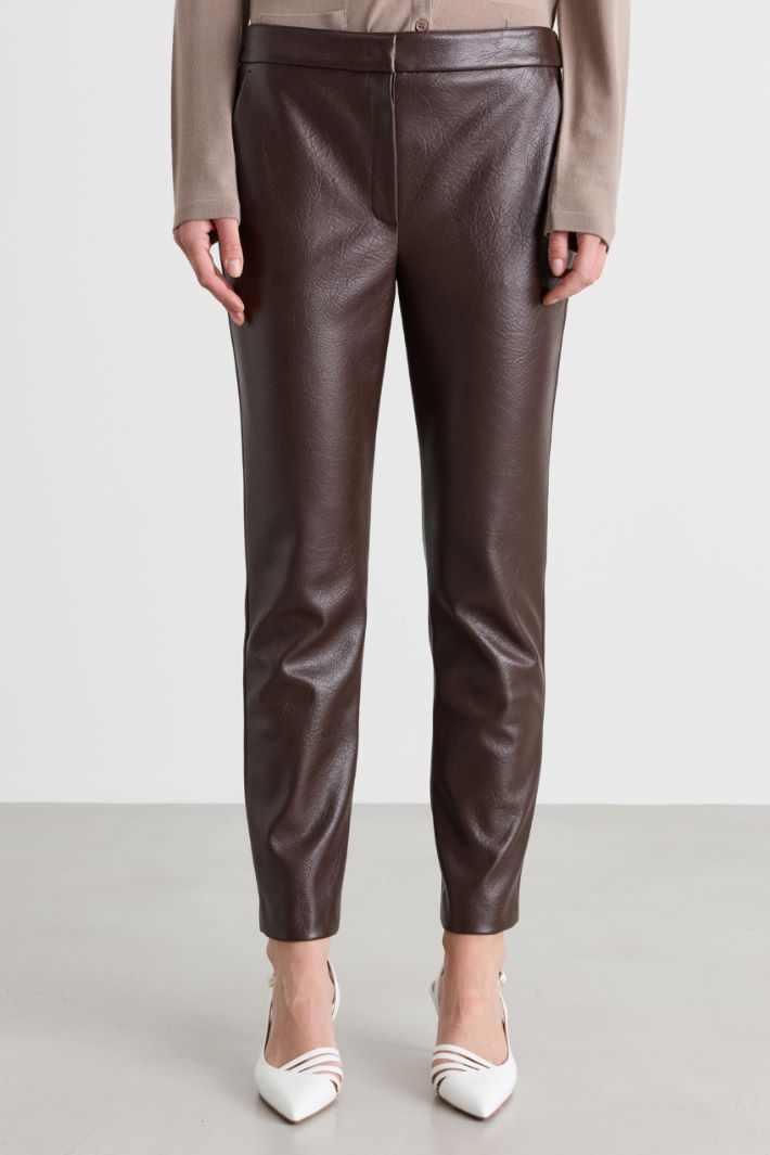 Coated jersey trousers - BROWN - Intrend - 2