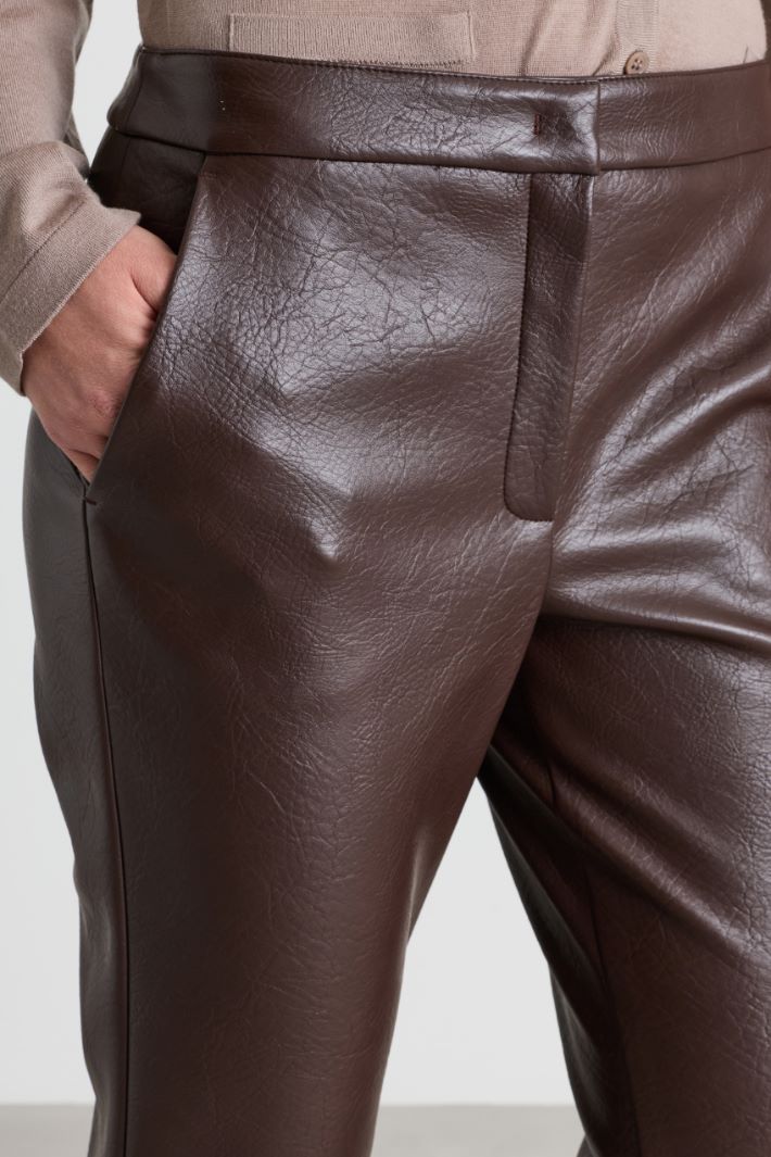 Coated jersey trousers - BROWN - Intrend - 3
