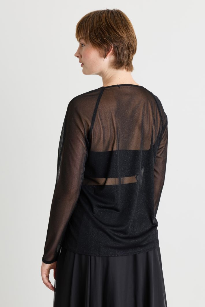 T-shirt in tulle glitter - NERO - Intrend - 2