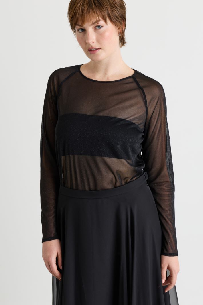T-shirt in tulle glitter - NERO - Intrend - 3