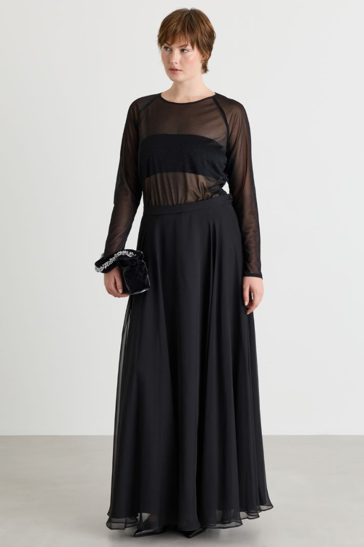 T-shirt in tulle glitter - NERO - Intrend