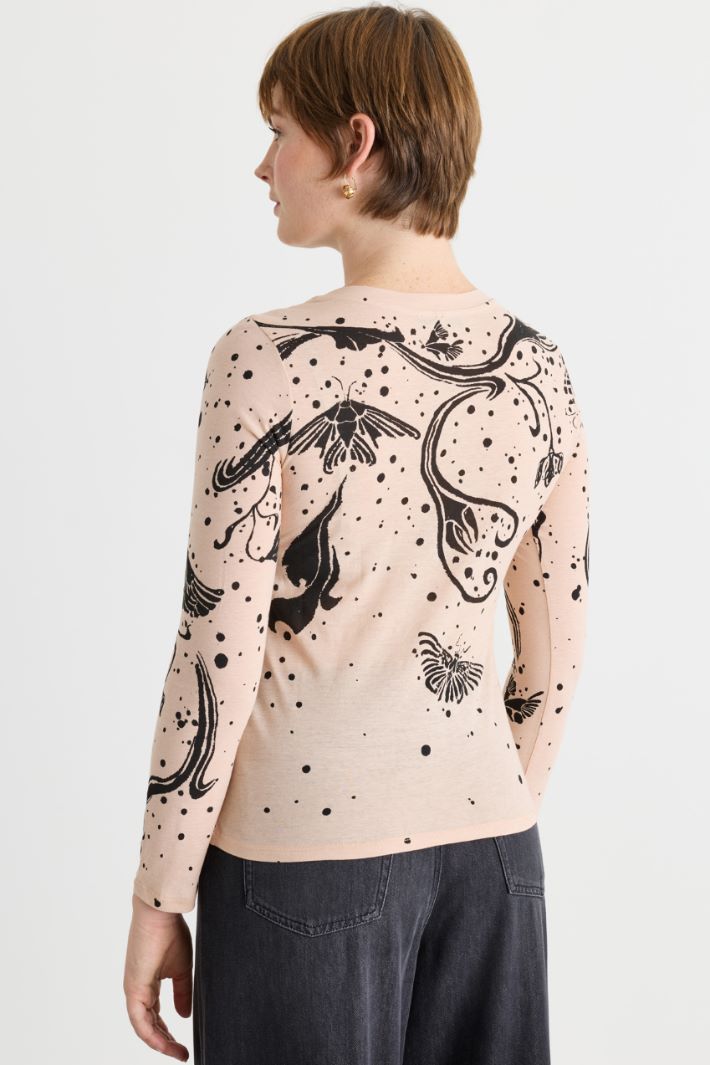 Printed jersey T-shirt - PINK BLACK - Intrend - 2