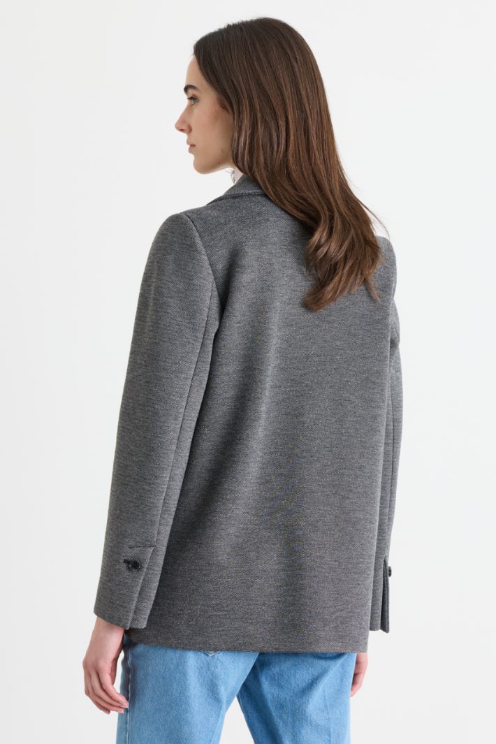 Double-breasted jersey jacket - GREY - Intrend - 4