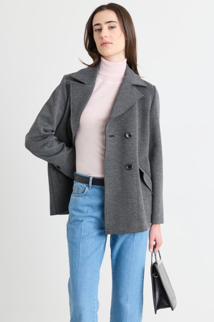 Double-breasted jersey jacket - GREY - Intrend - 2