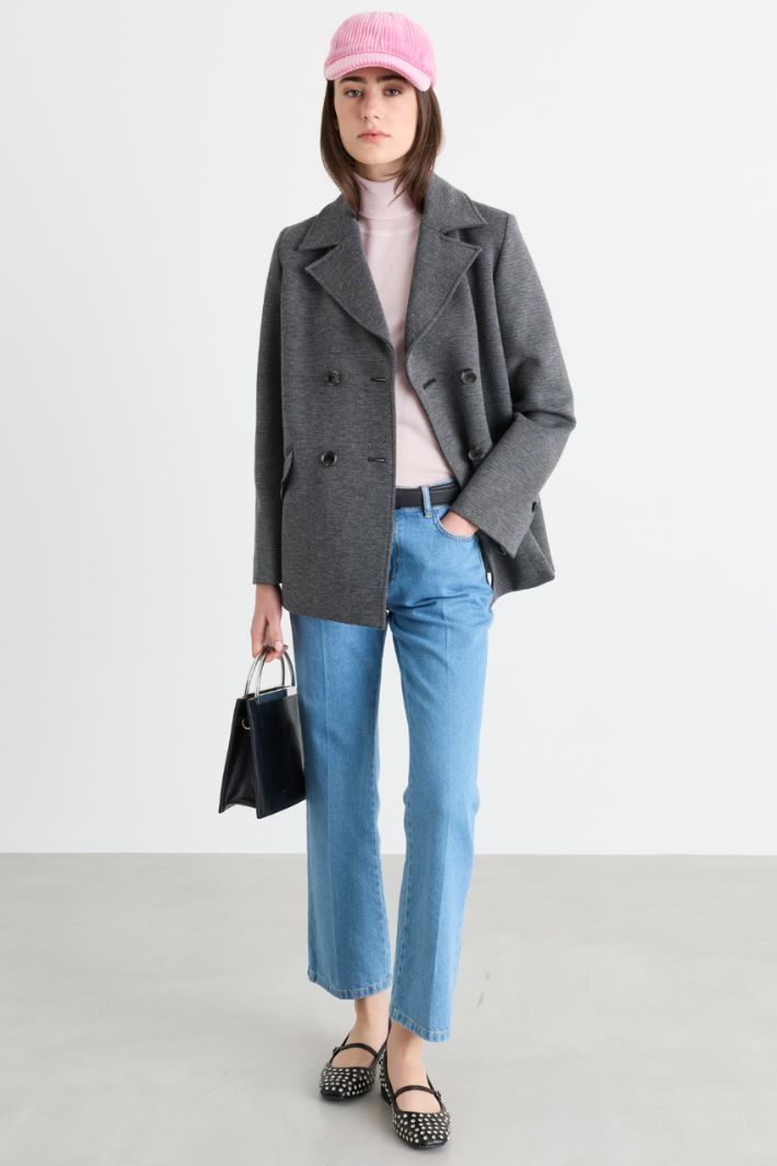 Double-breasted jersey jacket - GREY - Intrend