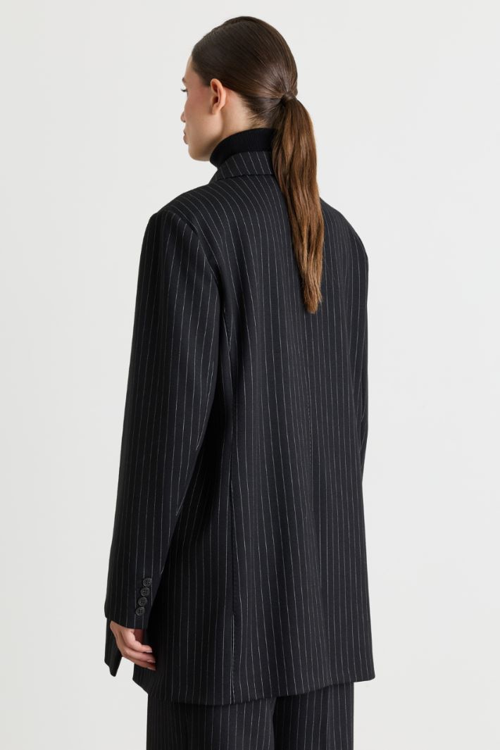 Jacquard jersey blazer - BLACK - Intrend - 4