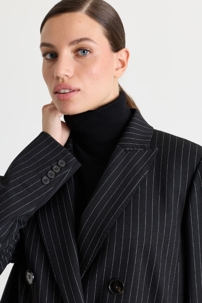 Jacquard jersey blazer - BLACK - Intrend - 3