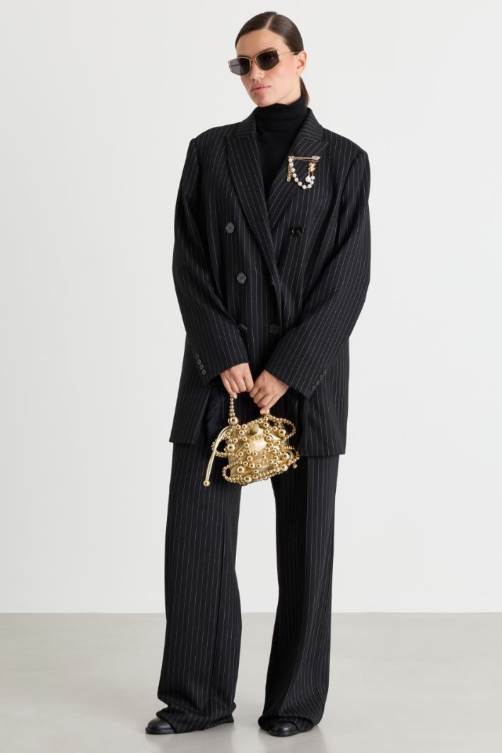 Jacquard jersey blazer - BLACK - Intrend