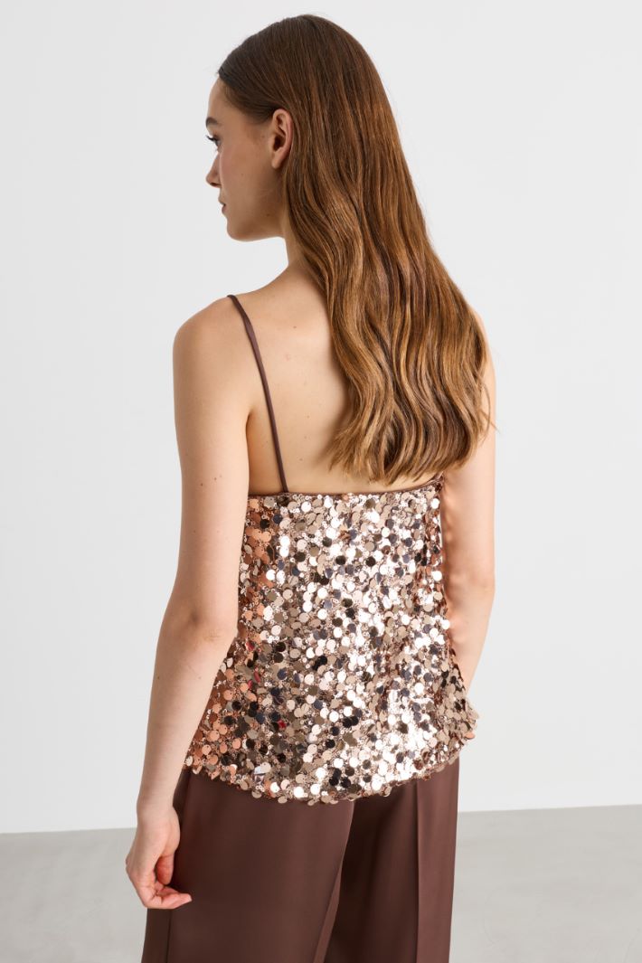 Top in paillettes - MARRONE - Intrend - 4