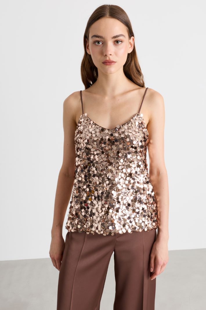 Top in paillettes - MARRONE - Intrend - 2