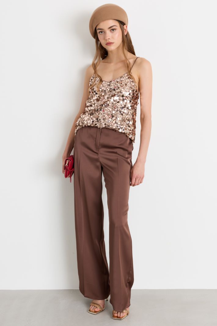 Top in paillettes - MARRONE - Intrend