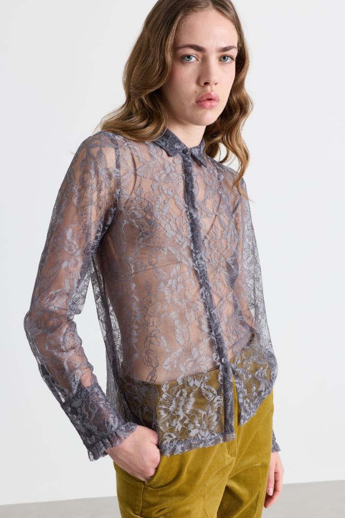 Blusa in jersey pizzo - GRIGIO - Intrend - 2