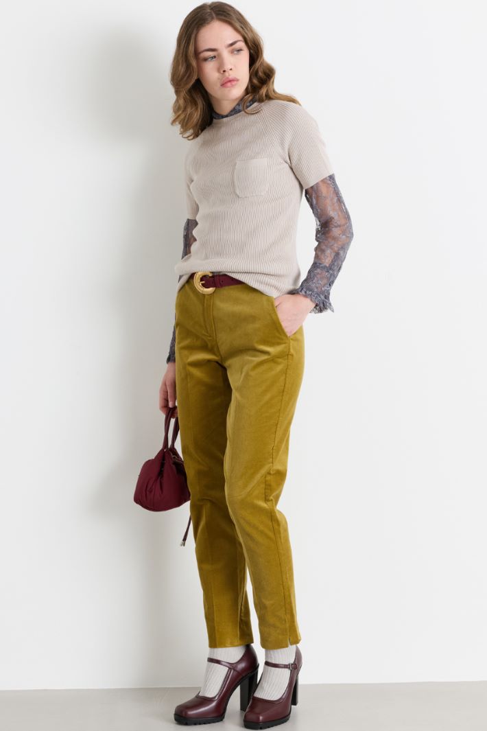 Blusa in jersey pizzo - GRIGIO - Intrend
