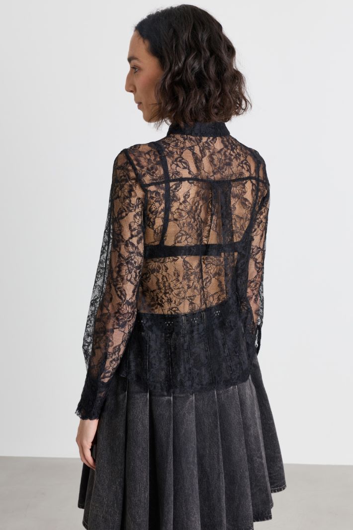 Blusa in jersey pizzo - NERO - Intrend - 4