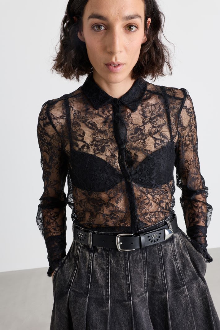 Blusa in jersey pizzo - NERO - Intrend - 3